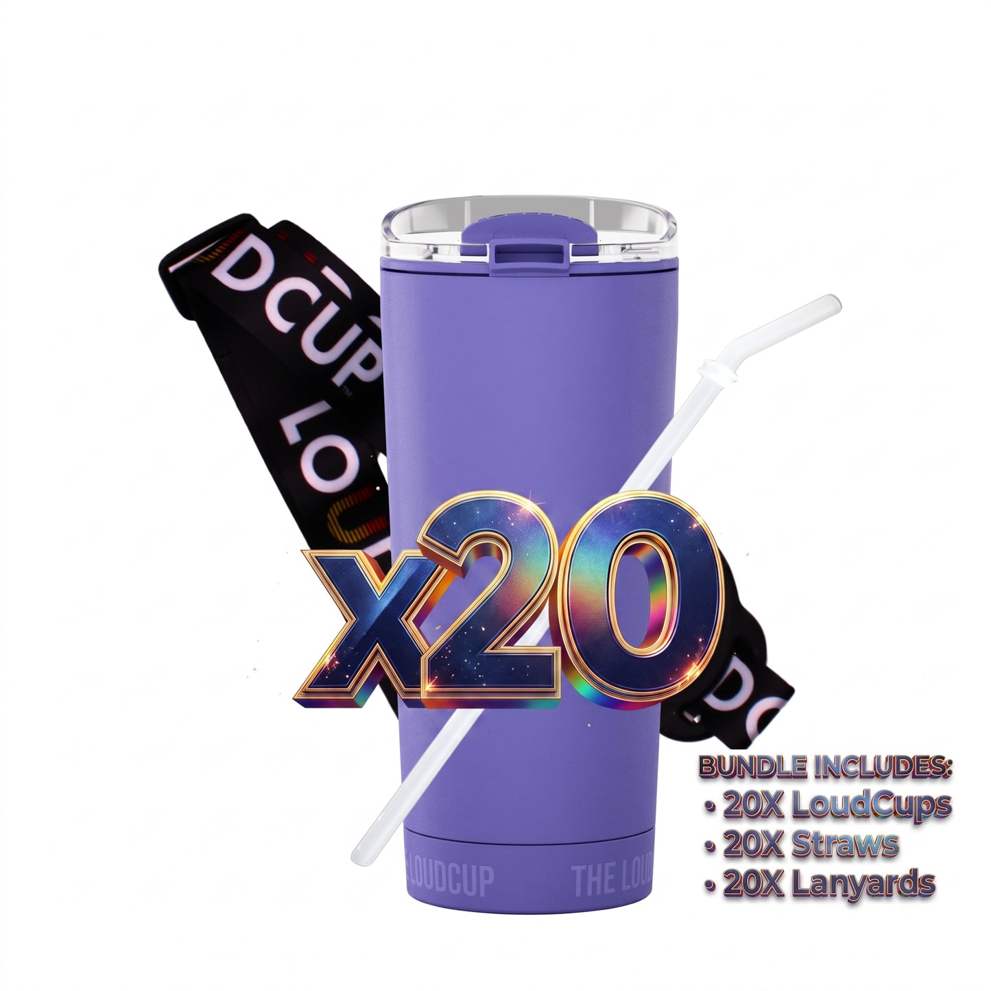 Team 20 Pack Purple 16oz with Black Lanyards