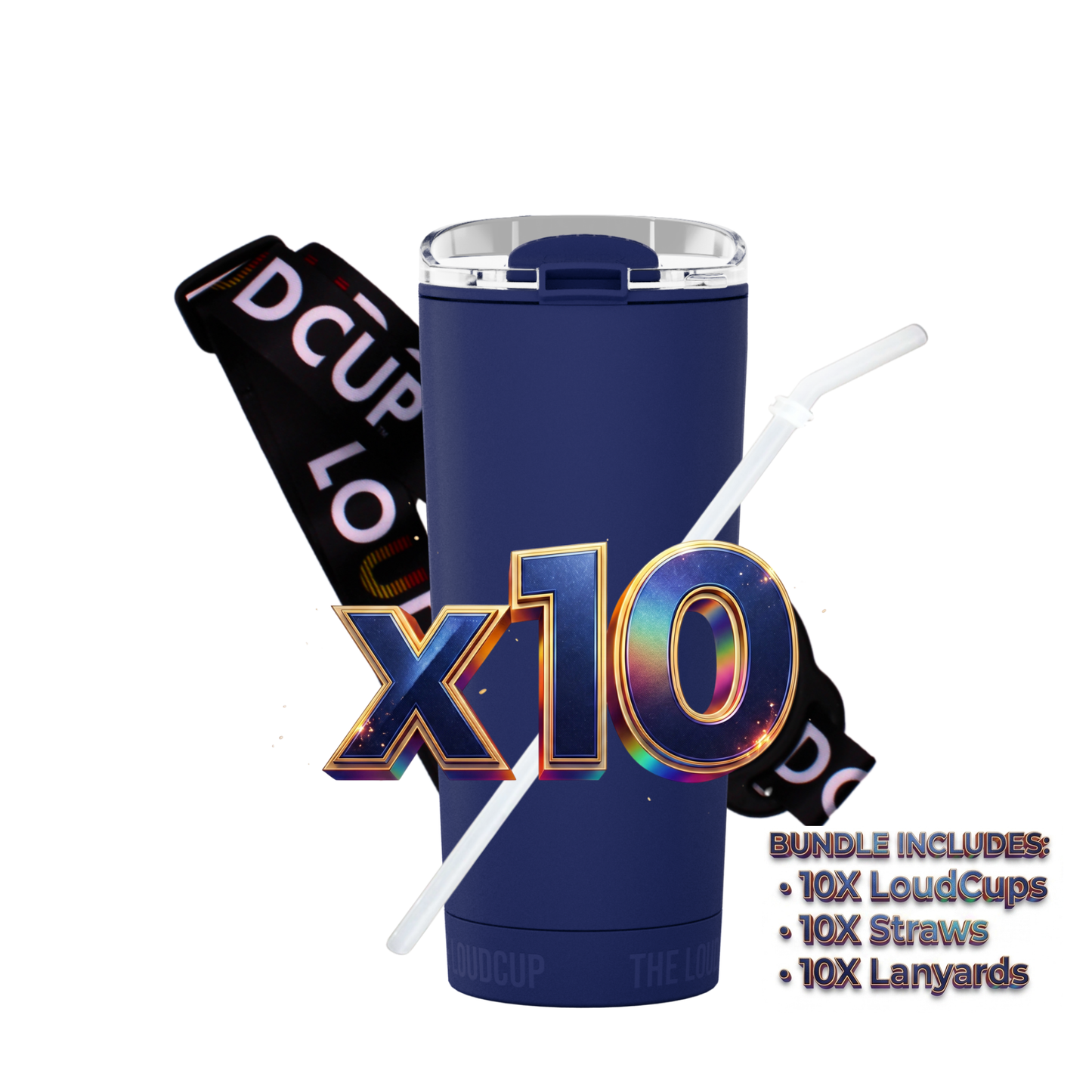 Team 10 Pack Classic Navy 16oz with White Lanyards