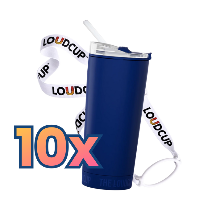 10x Classic Navy LoudCups (16oz)+ White Lanyards
