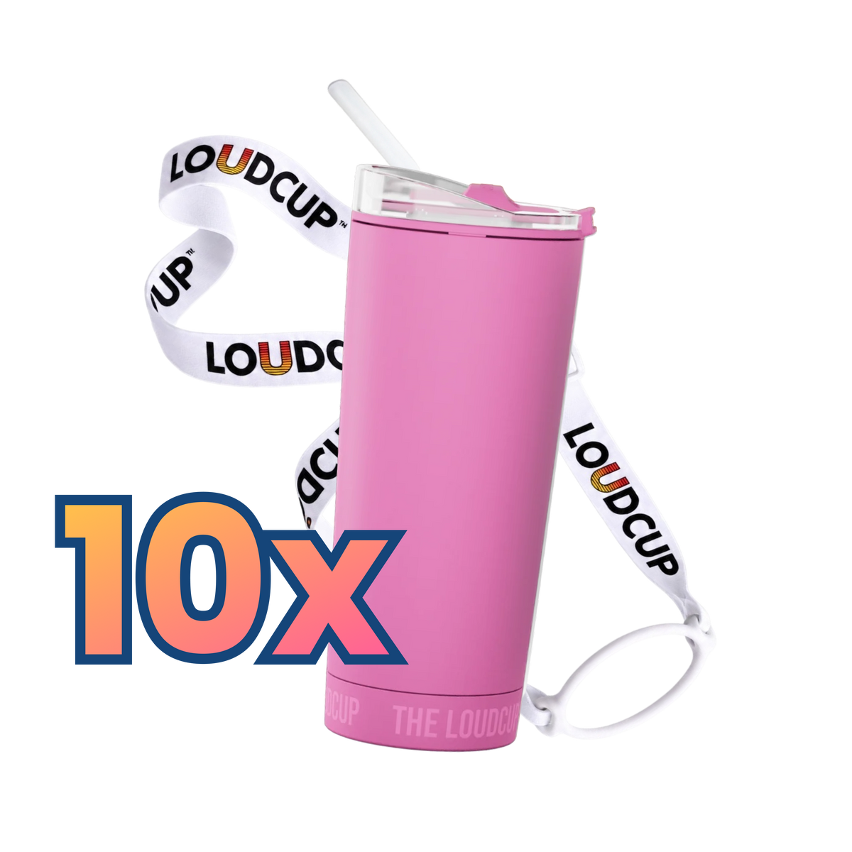 10x Panther Pink LoudCups (16oz) + White Lanyards + Straws