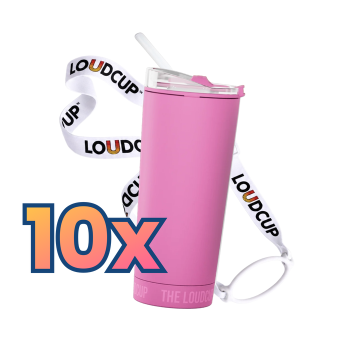 10x Panther Pink LoudCups (16oz) + White Lanyards