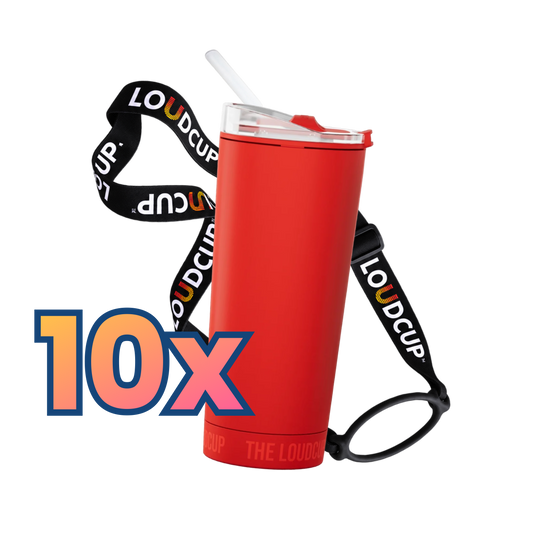 10x Siren Red LoudCups (16oz) + Black Lanyards