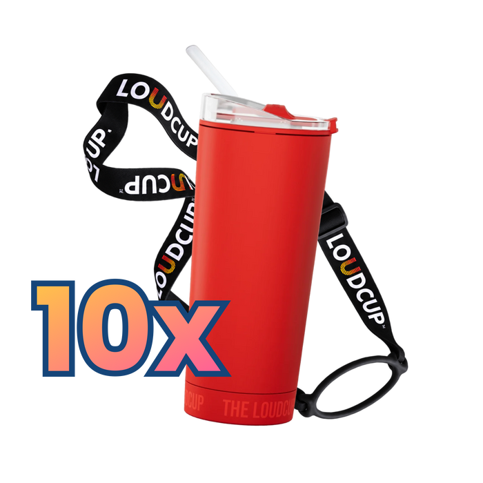 10x Siren Red LoudCups (16oz) + Black Lanyards