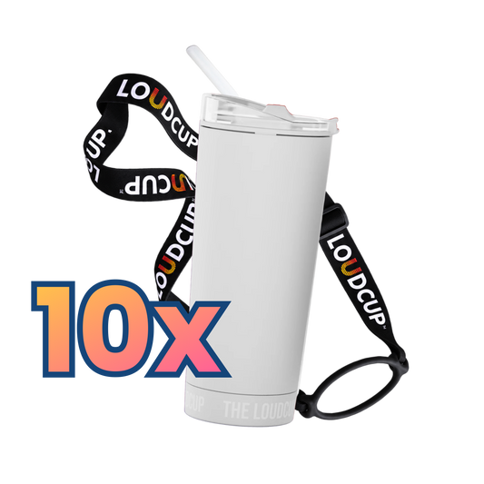 10x Ice White LoudCups (16oz) + Black Lanyards