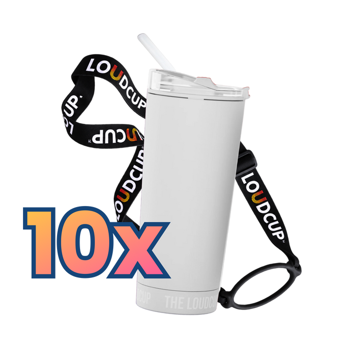10x Ice White LoudCups (16oz) + Black Lanyards