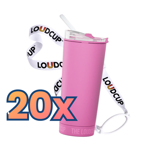 20x Panther Pink LoudCups (16oz) + White Lanyards