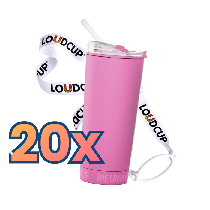 20x Panther Pink LoudCups (16oz) + White Lanyards + Straws