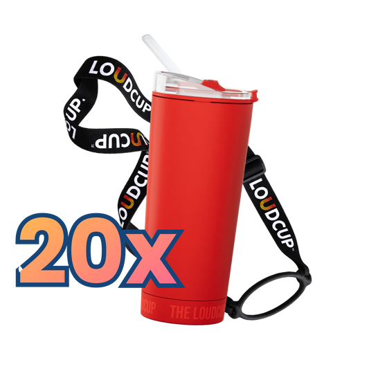 20x Siren Red LoudCups (16oz) + Black Lanyards
