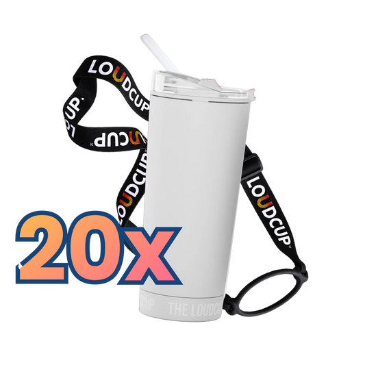 20x Ice White LoudCups (16oz) + Black Lanyards