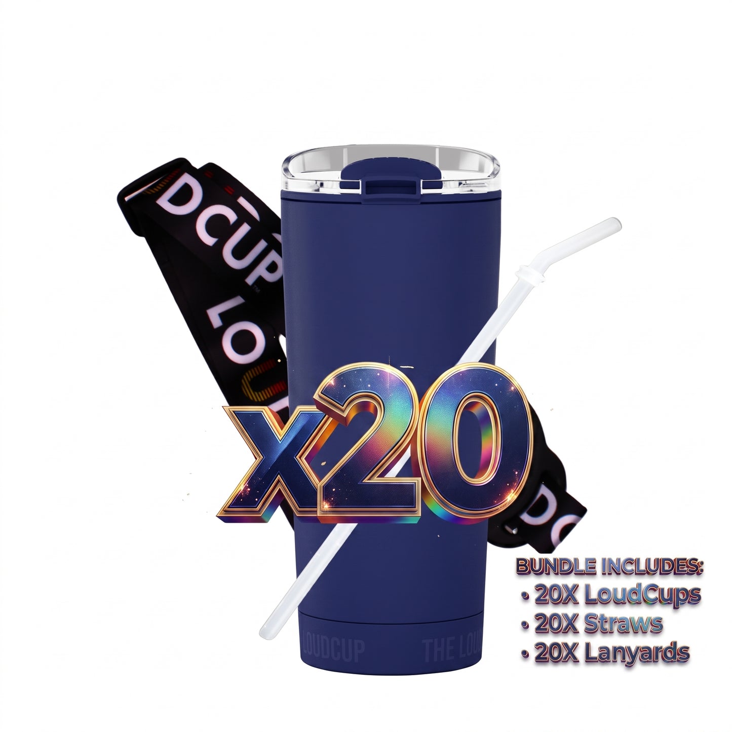 Team 20 Pack Classic Navy 16oz with White Lanyards