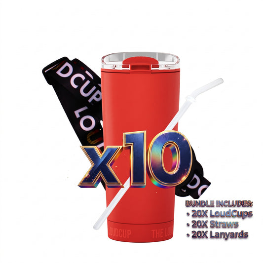 Team 10 Pack Siren Red 16oz with Black Lanyards