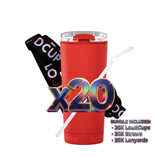 Team 20 Pack Siren Red 16oz with Black Lanyards